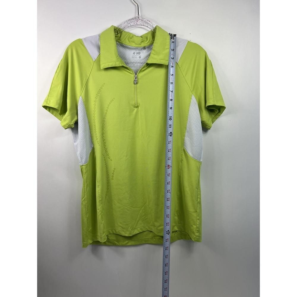 NVO Golf Shirt Women's Size M Green Raglan Short Sleeves 1/4 Zipper Logo - Picture 7 of 11